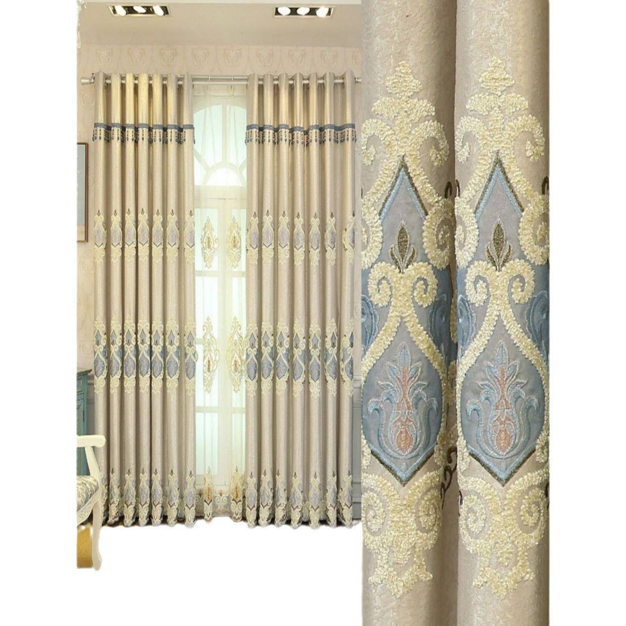Elegant European Embroidered Mesh Curtains – Sheer Luxury for Living Room & Bedroom - AVENWU