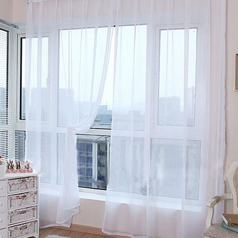 Solid Color Transparent Glass Mesh Curtains – Punch-Free & Ready-Made for Modern Windows - AVENWU