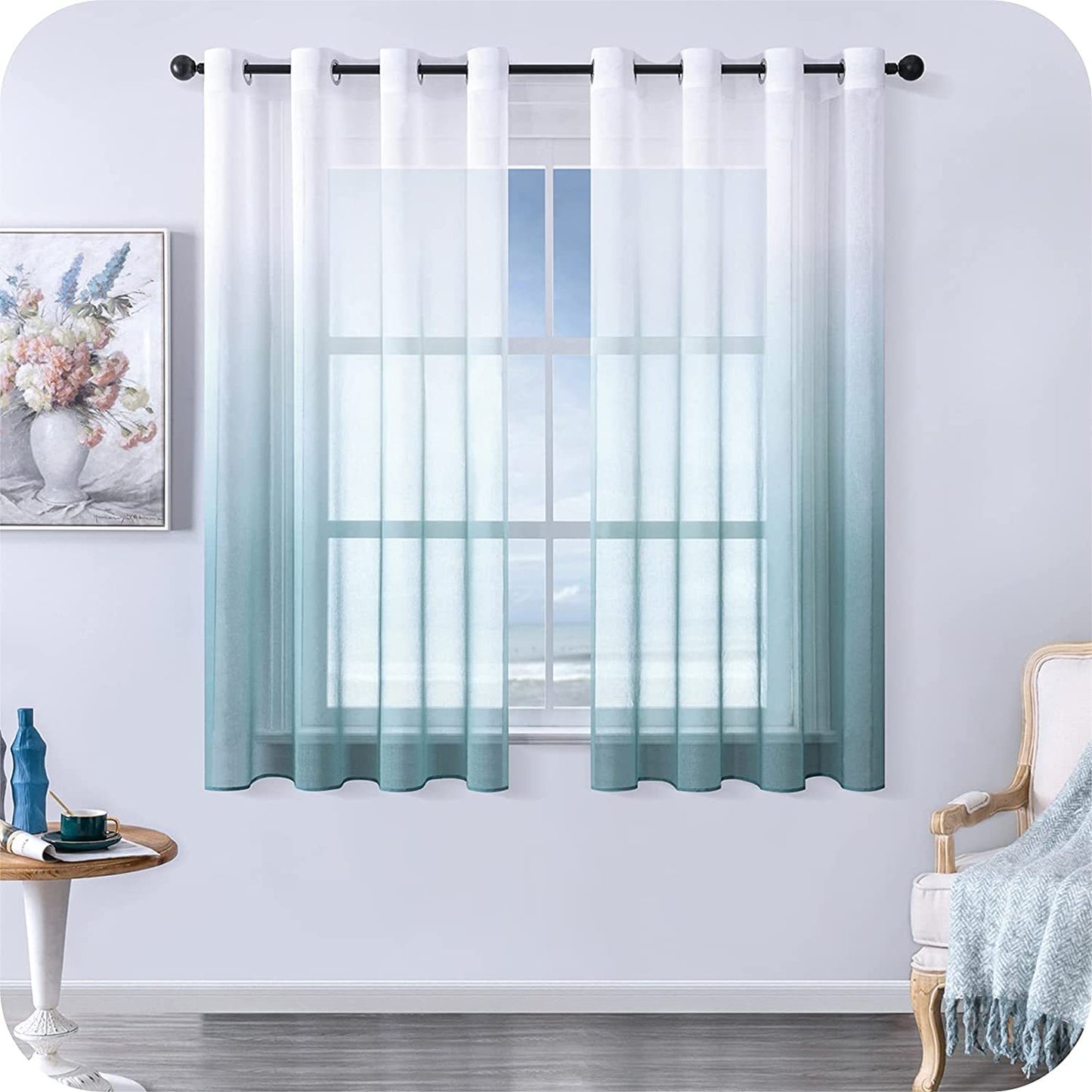 Modern Gradient Tulle Short Curtains for Living Room – Elegant Light-Filtering Window Treatment - AVENWU