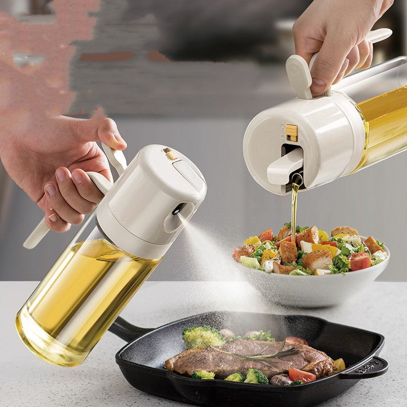 Premium 2-in-1 Oil Sprayer Bottle and dispenser for cooking and grilling.