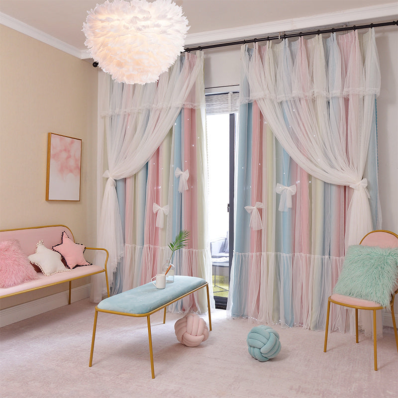 Elegant Nordic Hollow Star Pattern Blackout Curtains - AVENWU