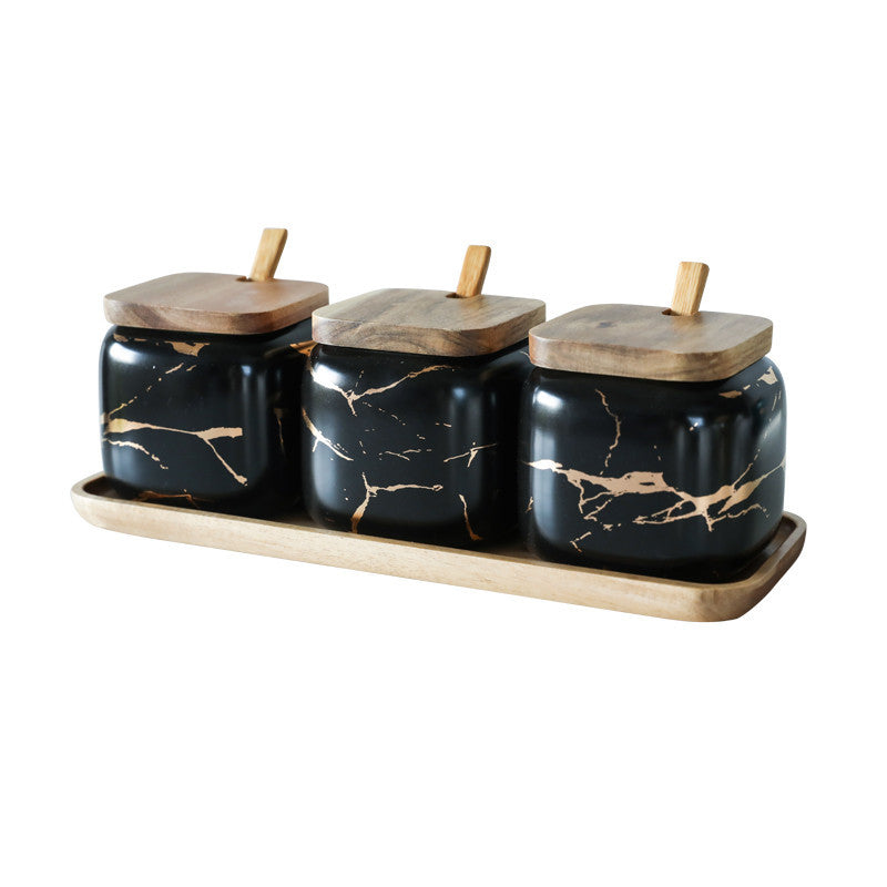 Nordic gold marble jar set with luxury modern home décor design.