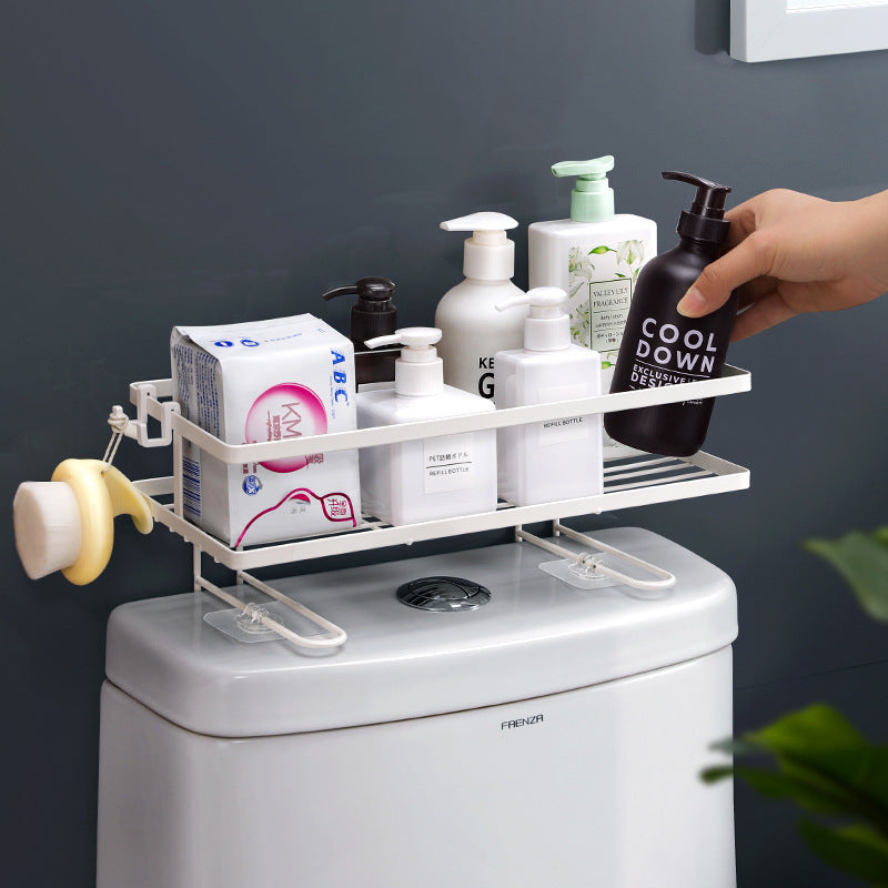 No-drill toilet shelf

