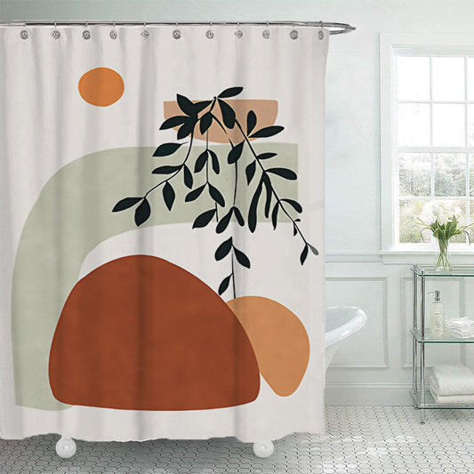 "Modern Geometric Pattern Shower Curtain – Waterproof & Easy-Care Polyester" - AVENWU