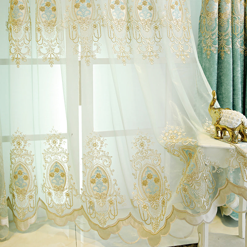 Green and Blue Cloth Curtains
