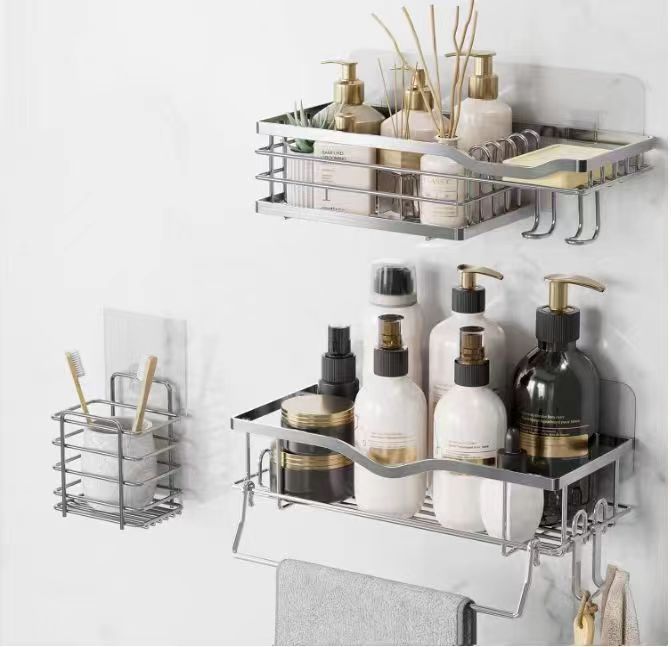 Wall mounted bathroom organizer

