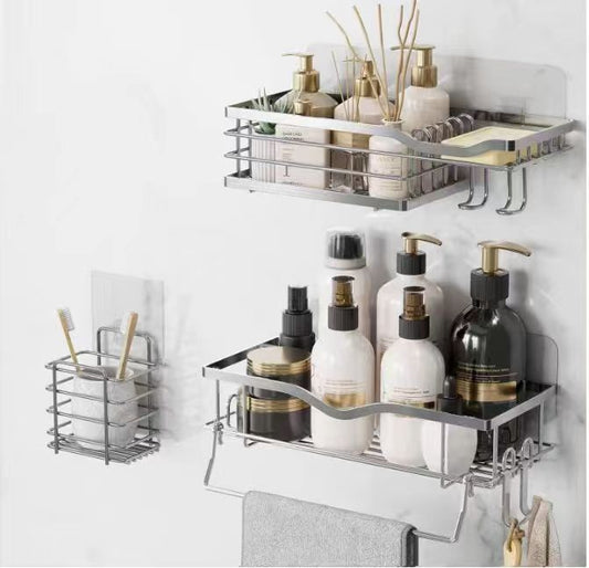 Wall mounted bathroom organizer

