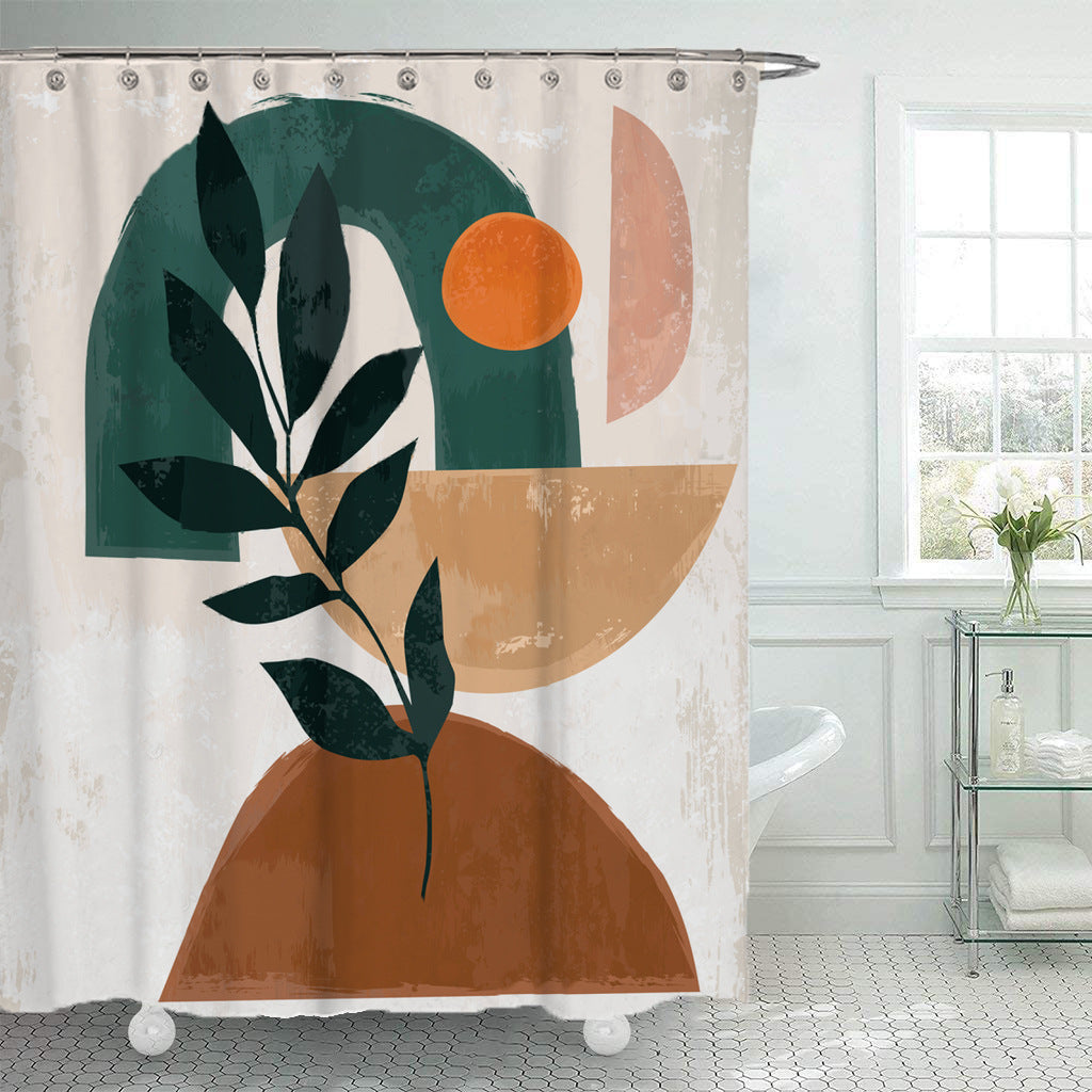 "Modern Geometric Pattern Shower Curtain – Waterproof & Easy-Care Polyester" - AVENWU