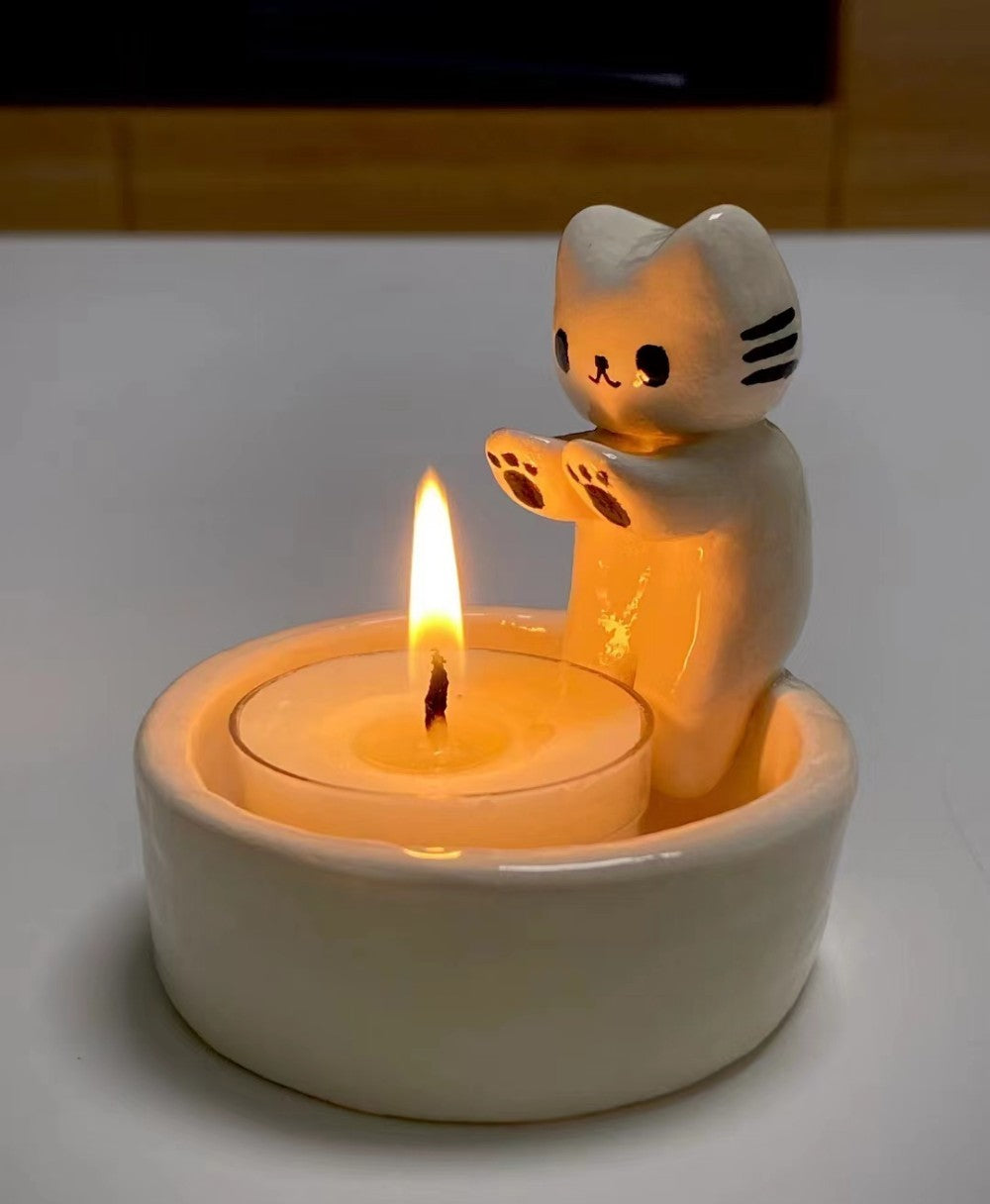 cute kitten candle holder

