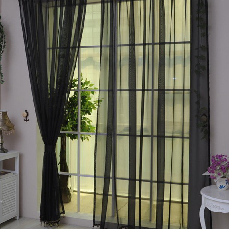 Solid Color Transparent Glass Mesh Curtains – Punch-Free & Ready-Made for Modern Windows - AVENWU