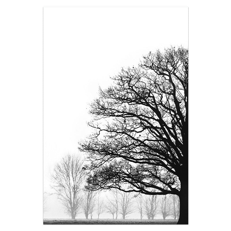 Black & White Winter Trees – Modern Wall Art for Living Rooms - AVENWU