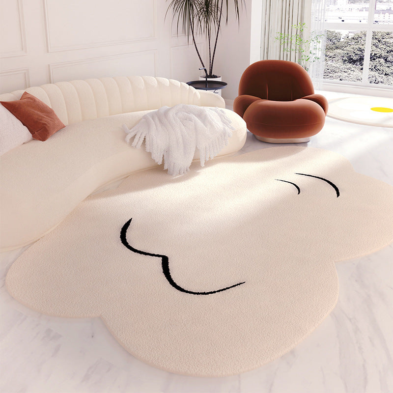 Cream style carpet placed in a cozy bedroom corner extending into a sunny balcony space

