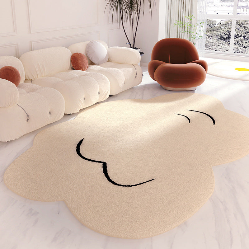 Cream style carpet placed in a cozy bedroom corner extending into a sunny balcony space

