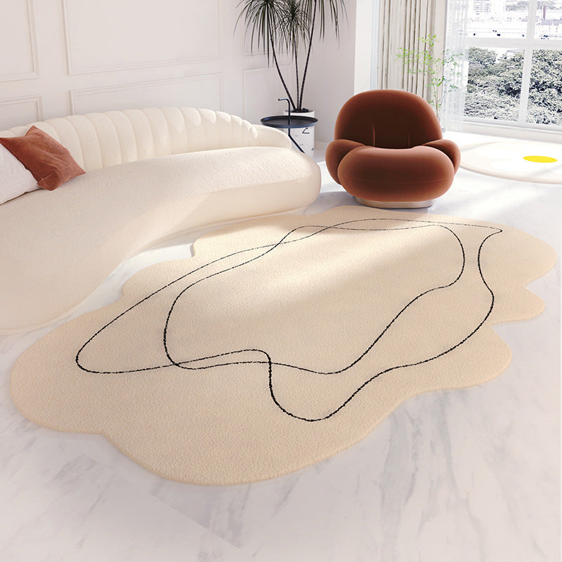 Cream style carpet placed in a cozy bedroom corner extending into a sunny balcony space

