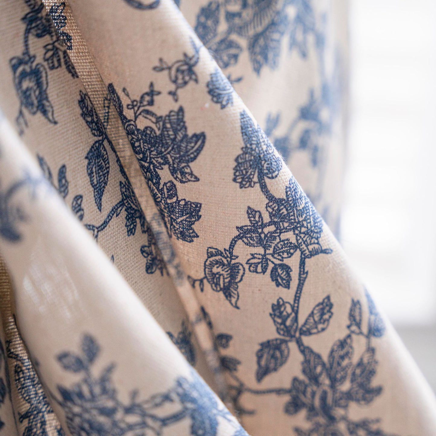 Cotton & Linen Printed Kitchen Curtain with Beige Tassels – Half Shade for Small & Bay Windows - AVENWU
