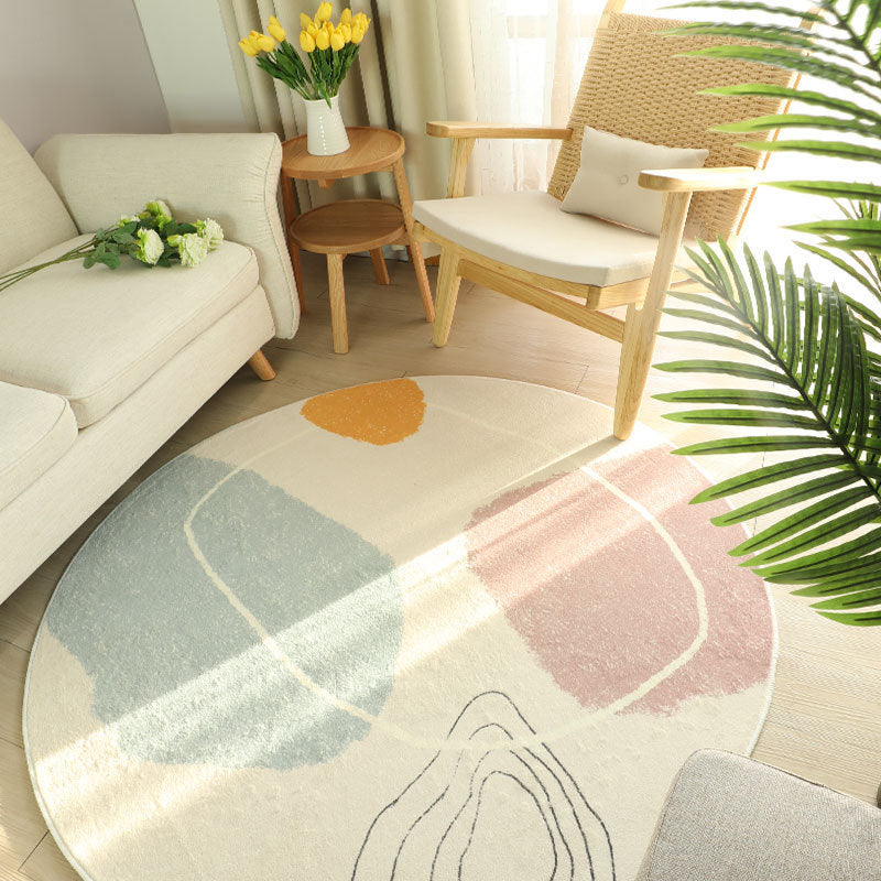 Round carpet in a cozy bedroom balcony space with natural light and soft INS Wind décor

