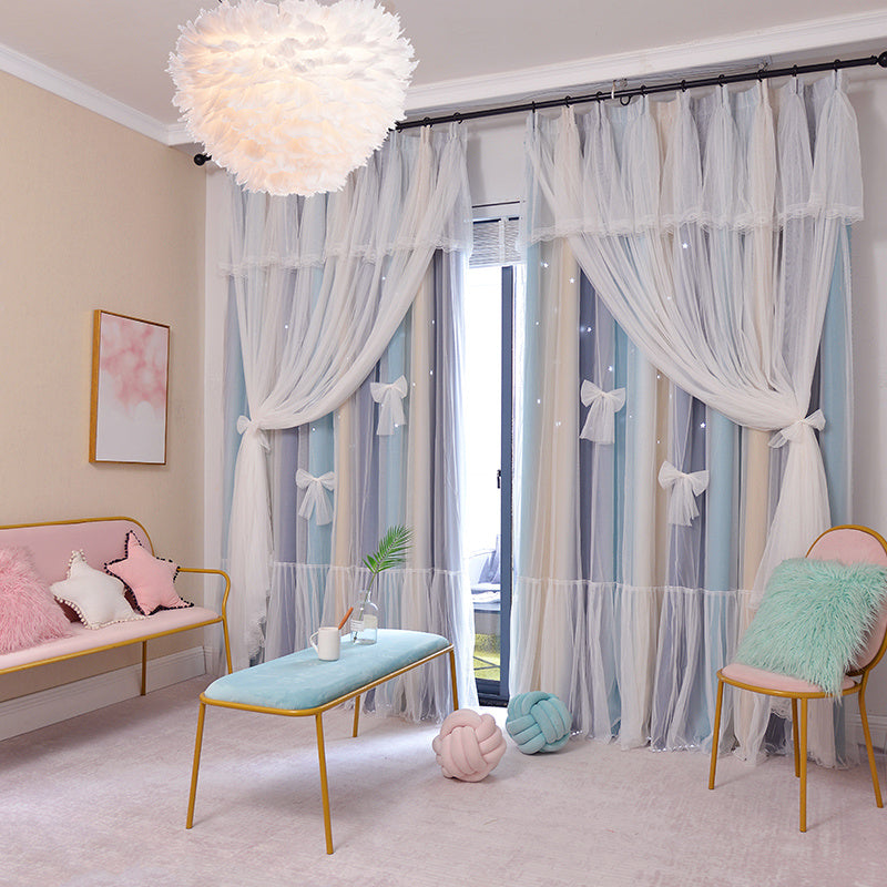 Elegant Nordic Hollow Star Pattern Blackout Curtains - AVENWU