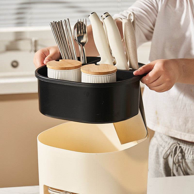 Multifunctional cutlery storage holder for chopsticks, spoons, and knives.
