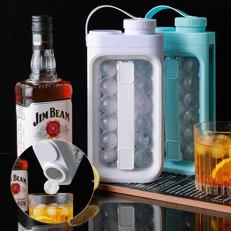 Portable ice ball kettle with quick release for summer drinks.