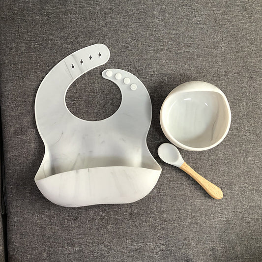 Silicone bib and spoon

Wooden baby spoon

