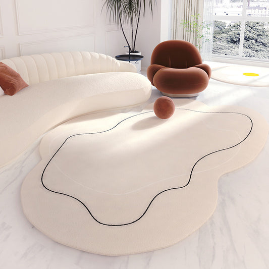 Cream style carpet placed in a cozy bedroom corner extending into a sunny balcony space

