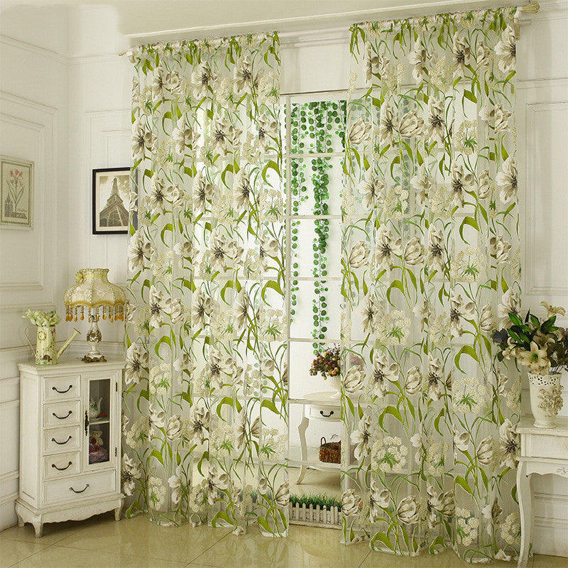 White striped yarn translucent curtain for elegant bedroom décor.