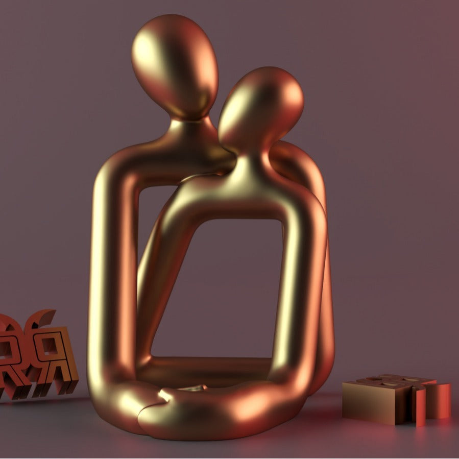 Romantic couple resin statue for modern home décor and gifting.