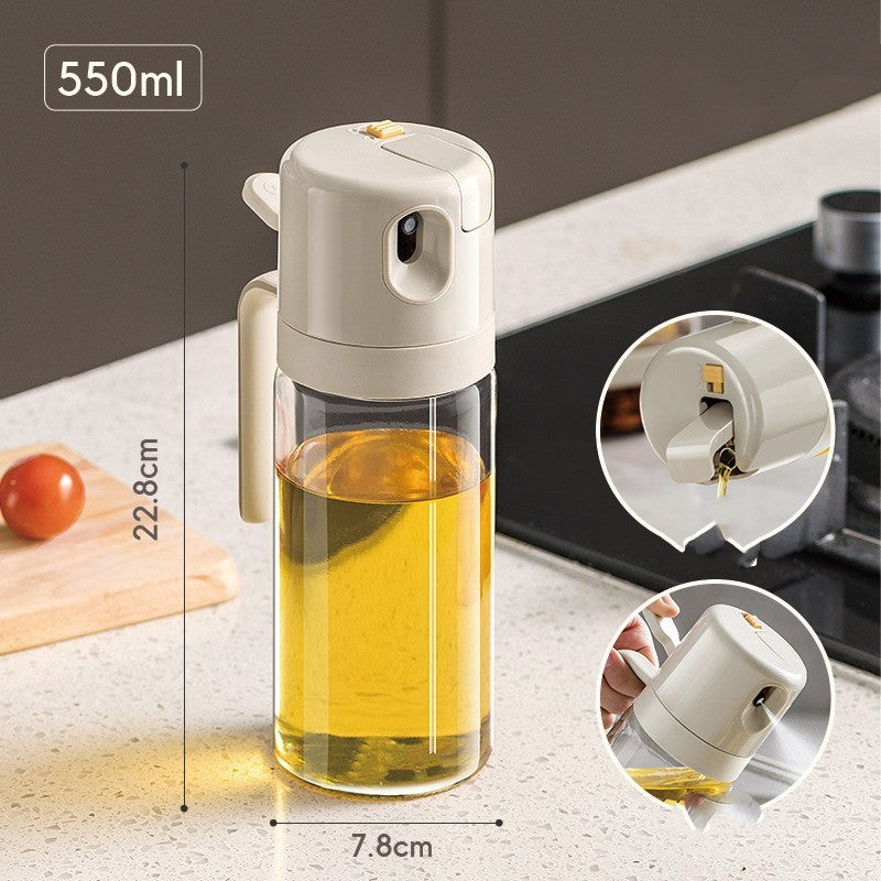 Premium 2-in-1 Oil Sprayer Bottle and dispenser for cooking and grilling.