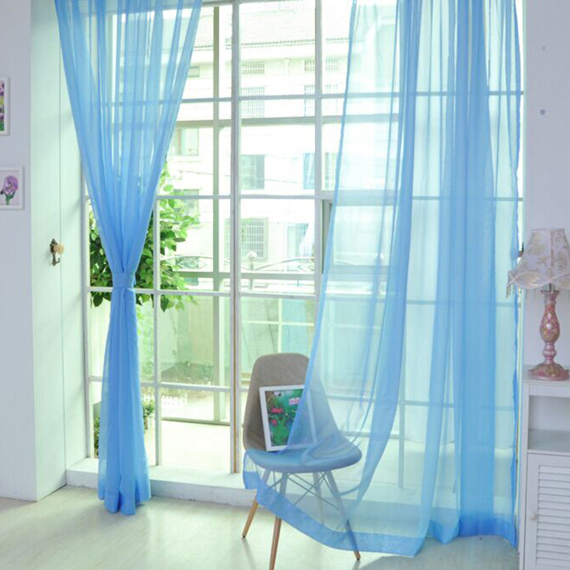 Solid Color Transparent Glass Mesh Curtains – Punch-Free & Ready-Made for Modern Windows - AVENWU