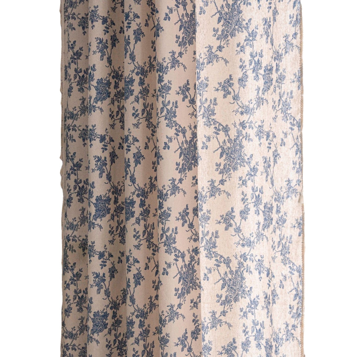 Cotton & Linen Printed Kitchen Curtain with Beige Tassels – Half Shade for Small & Bay Windows - AVENWU