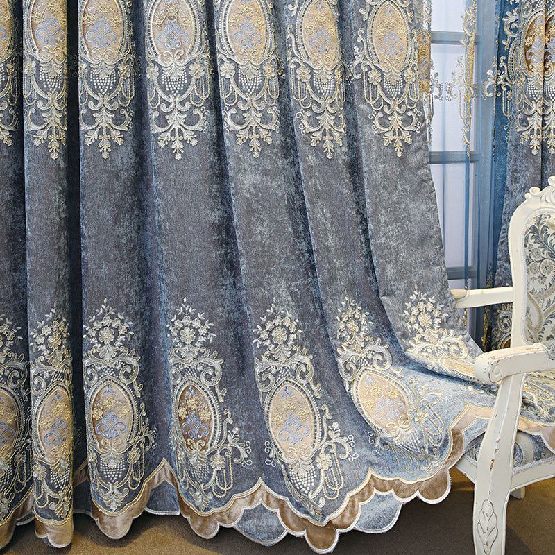 Green and Blue Cloth Curtains