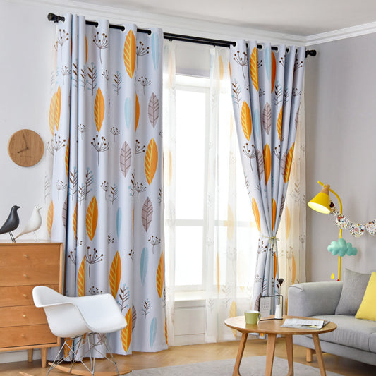Nordic Leaf Pattern Blackout Curtains – Modern Shading Solution for Bedroom & Living Room - AVENWU